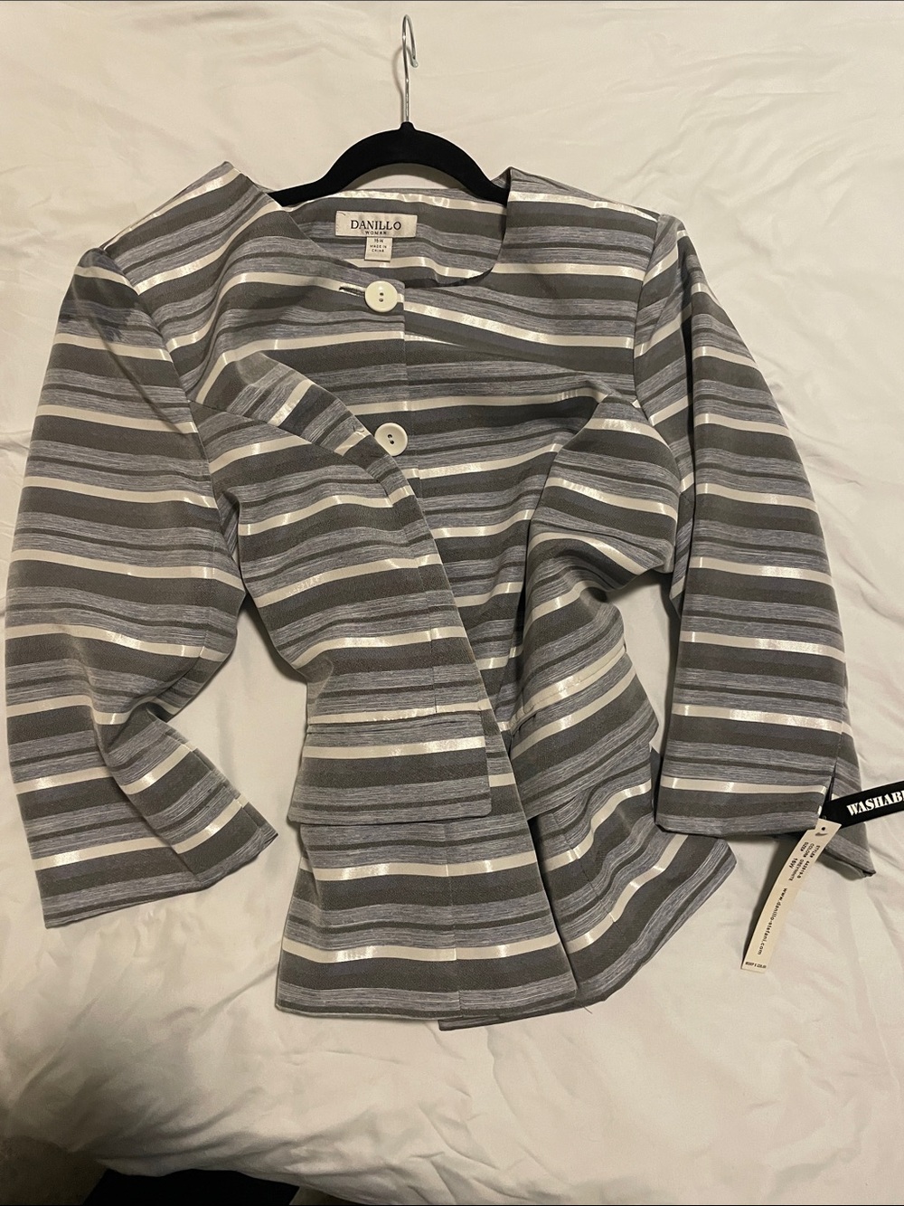 Danillo Gray Striped Women's Blazer Jacket